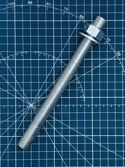 Анкерная шпилька М16х190, класс прочности 8.8, оцинкованная, с гайкой и шайбой