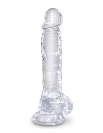 Прозрачный фаллоимитатор 8 Cock with Balls - 22,2 см. (Цвет: прозрачный)