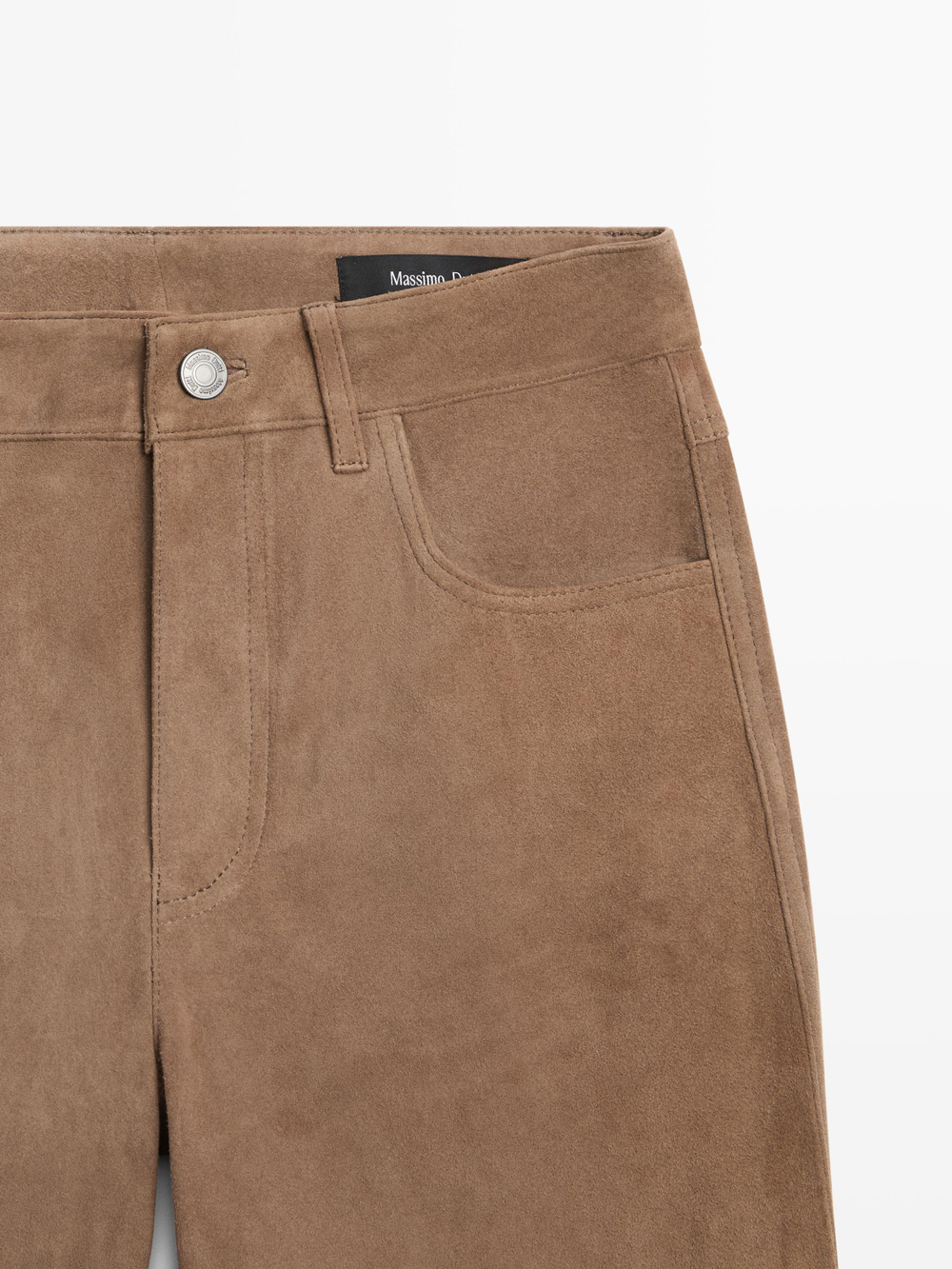 Massimo Dutti Легинсы из замши расклешенного кроя, серо-коричневый
