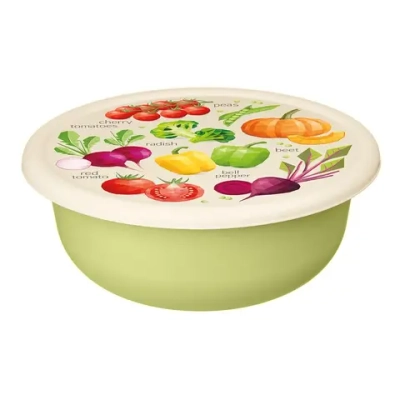 Миска "Модена" 2,1л с крышкой с декором (салатовый)