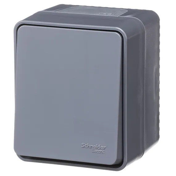 Выключатель кнопочный одноклавишный IP54 Systeme Electric AtlasDesign Profi54 Антрацит ATN544015