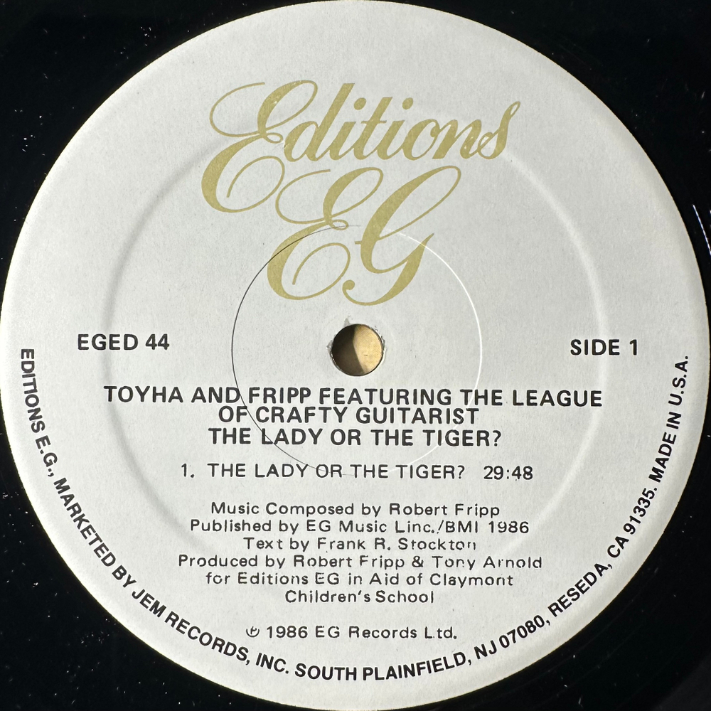 Toyah & Fripp Featuring The League Of Crafty Guitarists ‎– The Lady Or The Tiger? (США 1986г.)