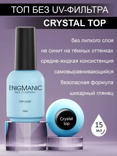 Топ без липкого слоя ENIGMANIC Crystal 15 мл.