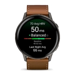Умные часы Garmin Venu 4, 45mm, Slate with Black Silicone Band and Brown Leather Band (010-03014-03)