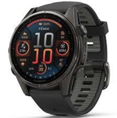 Смарт-часы Garmin Fenix 8 Amoled 43 мм Sapphire Carbon Grey Titanium, черно-серый браслет, 010-02903-21