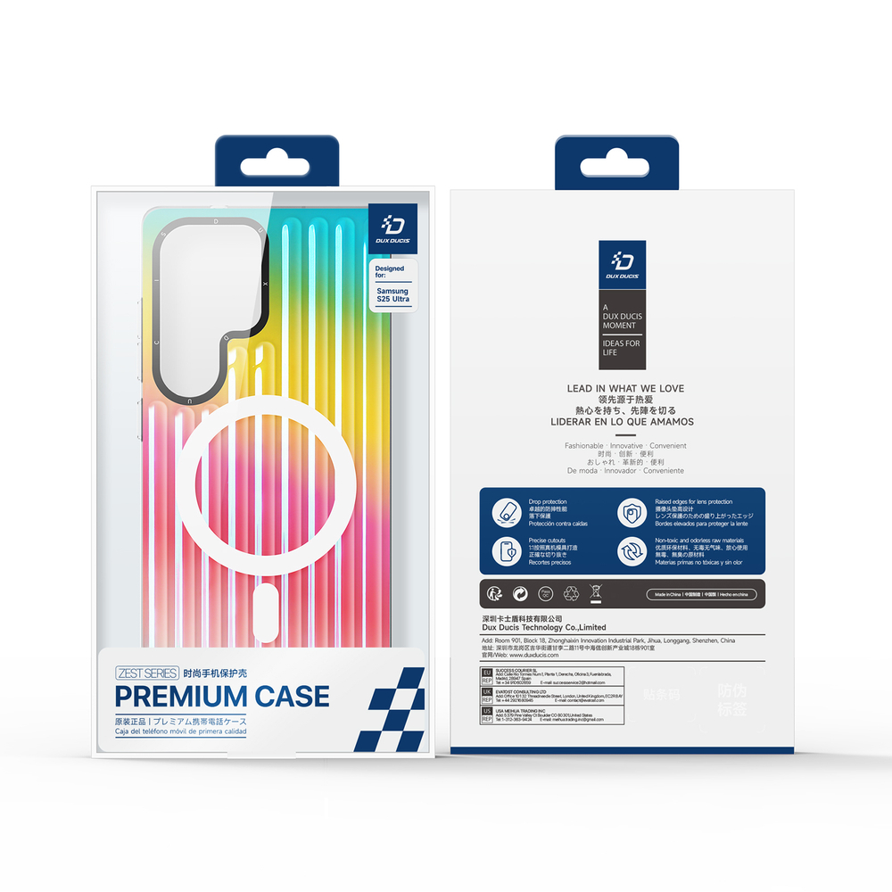 Усиленный прозрачный чехол (Gradient Rainbow) с поддержкой MagSafe от Dux Ducis для Samsung Galaxy S25 Ultra, серия Zest Series Case