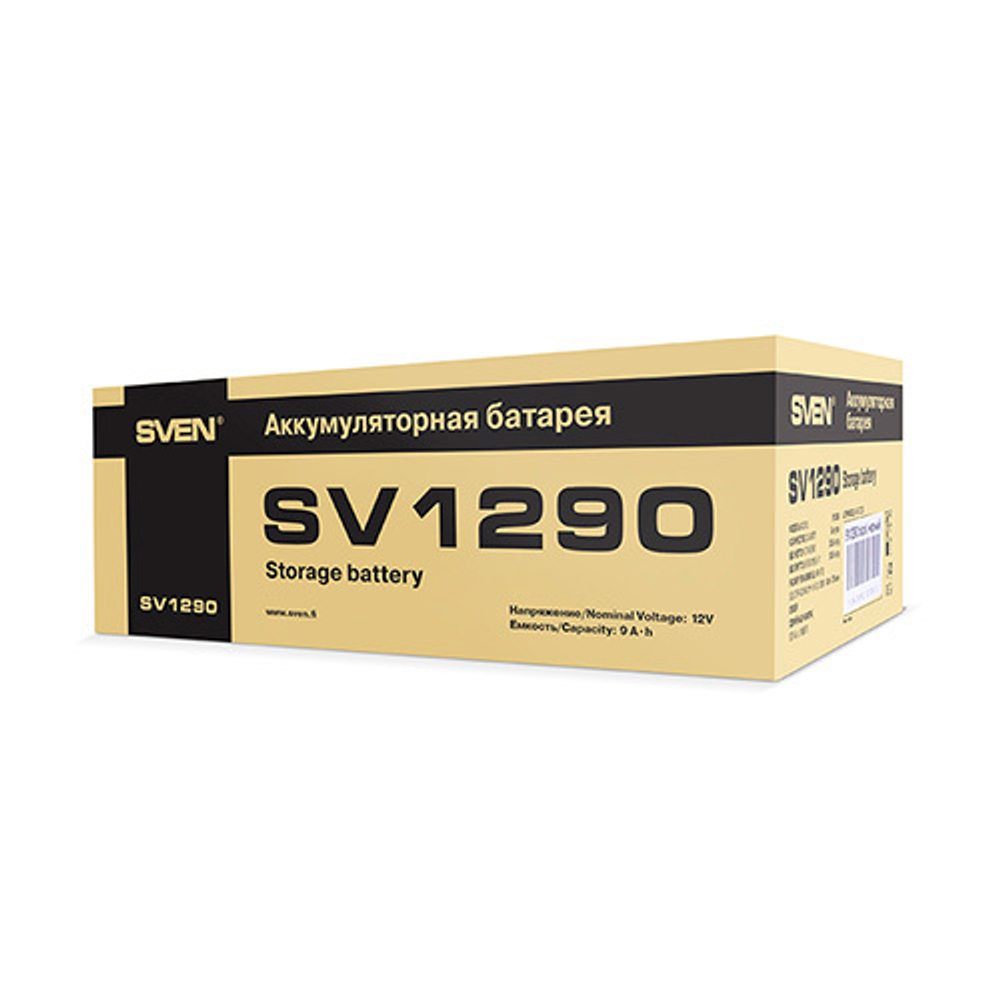 Батарея SVEN SV 1290 (12V 9Ah), напряжение 12В, емкость 9А*ч
