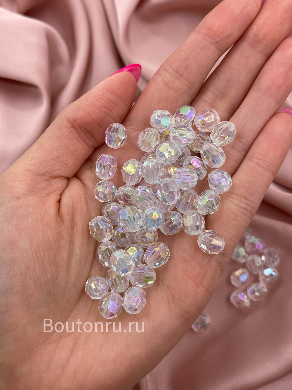 Бусины акриловые граненые круглые хамелеон (AB) 500 грамм (±5гр)