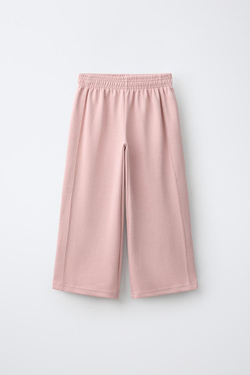 ZARA КОМПЛЕКТ ИЗ ТОЛСТОВКИ И БРЮК WIDE LEG, ЛИНЯЛЫЙ РОЗОВЫЙ