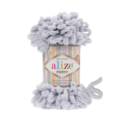 Пуффи (Puffy) пряжа Alize 100%микрополиэстер 5х100г/9,2 м 416 св. серый