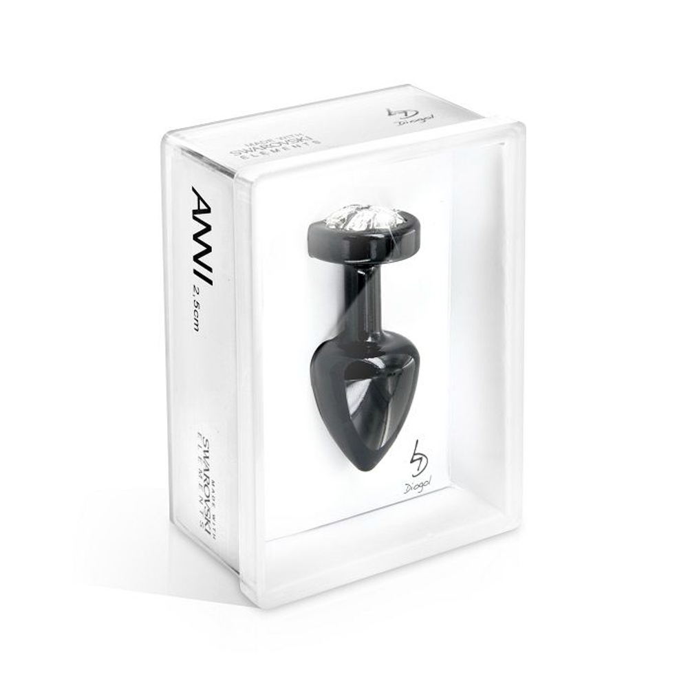 Чёрный анальный плаг Anni R Clover Black T1 с кристаллом в виде цветка - 6 см. (Цвет: черный)
