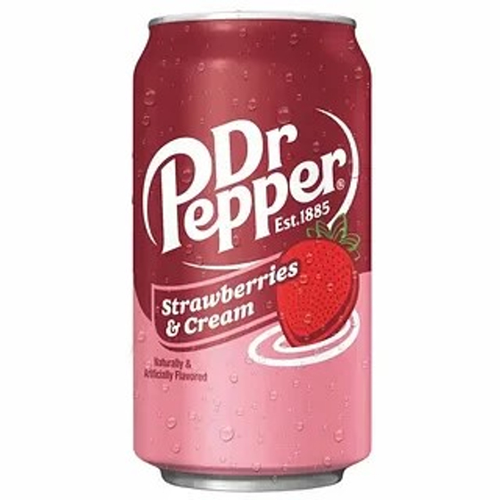 Напиток Dr.Pepper Strawberries and Cream (Клубничный Крем) б/а с/г, 0,33 л, 24шт толс банка Польша