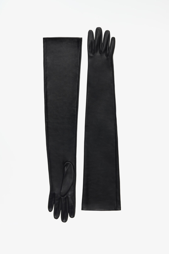 ZARA X JOHN GALLIANO ДЛИННЫЕ ПЕРЧАТКИ ИЗ 100% КОЖИ LIMITED EDITION, ЧЕРНЫЙ