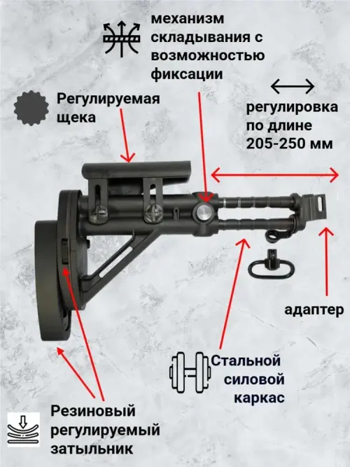 Приклад складной телескопический АКС-74У (АСПАК.74.033.00), ОТК