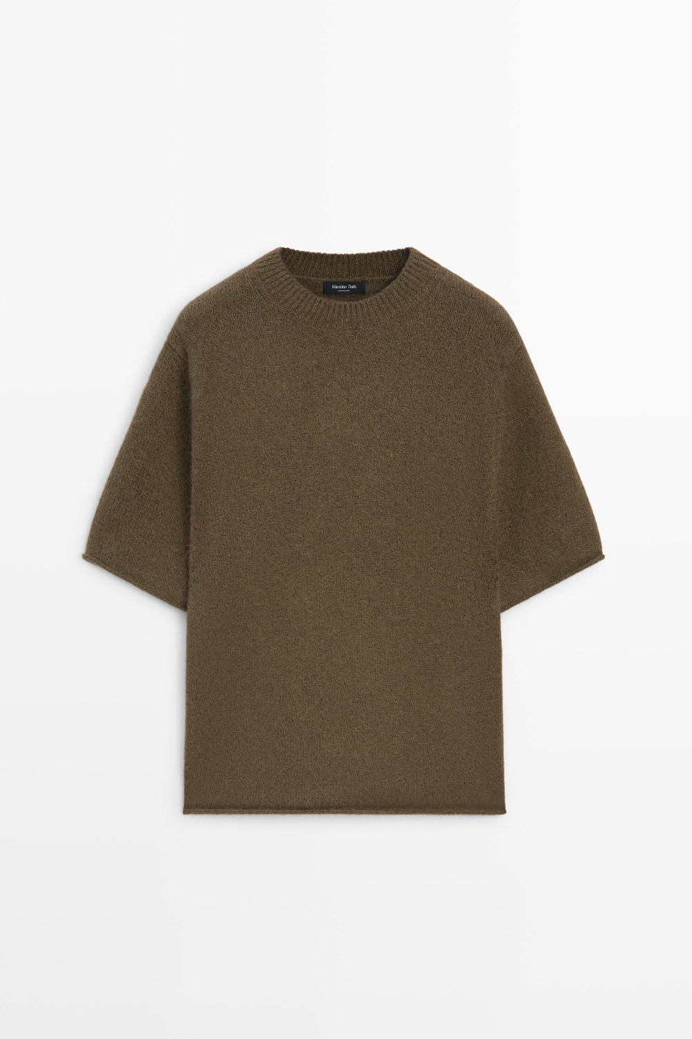 Massimo Dutti Трикотажный свитер оверсайз; короткие рукава, зеленоватый