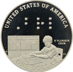 1 доллар Луи Брайль. 200 лет со дня рождения Двор Р 2009 г США Proof