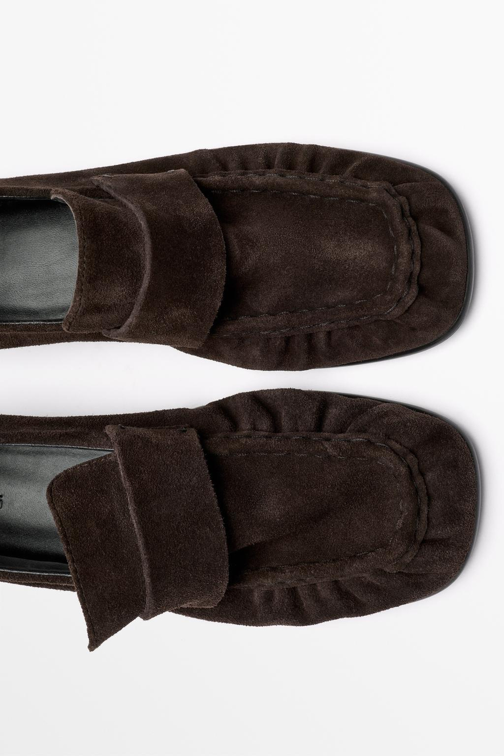 Massimo Dutti Лоферы из присборенной замши, коричневый