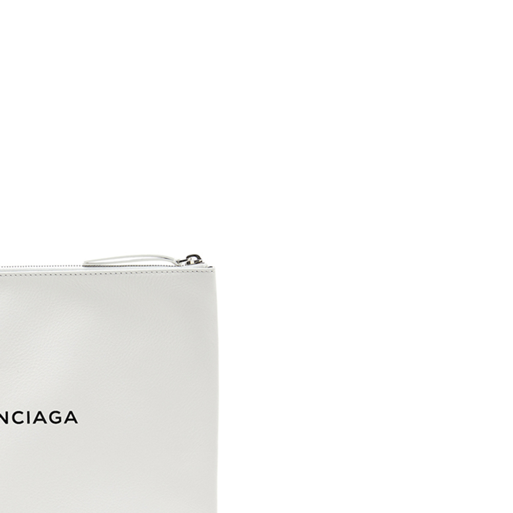 Balenciaga Cow Leather Briefcase Clutch Regular Men"s White