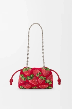 Loewe Мини-сумочка Flamenco с бисером, красный