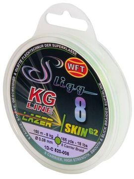Леска плетёная WFT KG SLIGG LAZER SKIN G2 x8 Chartreuse 150 м, 0,08 мм
