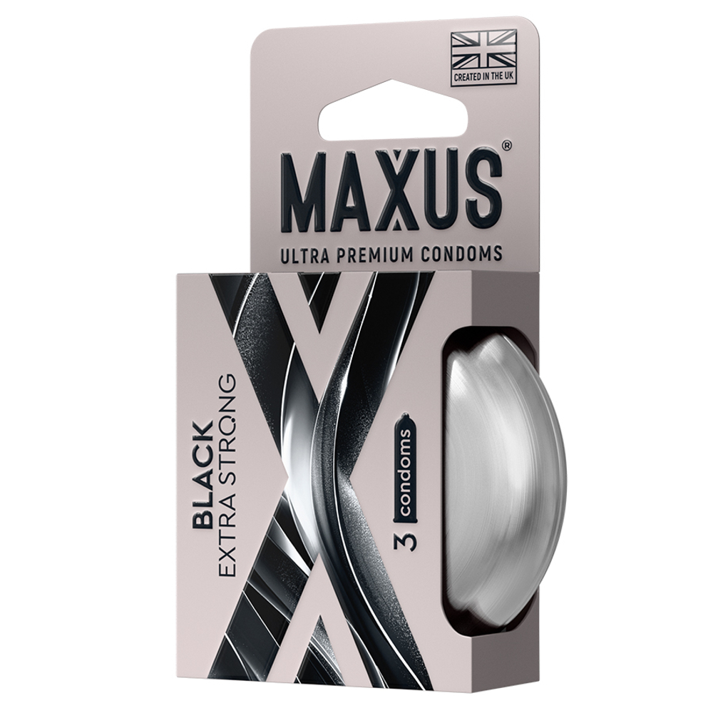 Набор особо прочных чёрных презервативов в металлическом кейсе Maxus Black Extra Strong X-Edition №3