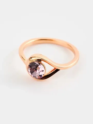 Кольцо Белла с розовым кристаллом Swarovski