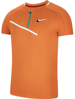 Мужское теннисное поло Nike Spring Slam Ultimate Zip Polo M - hot curry/white