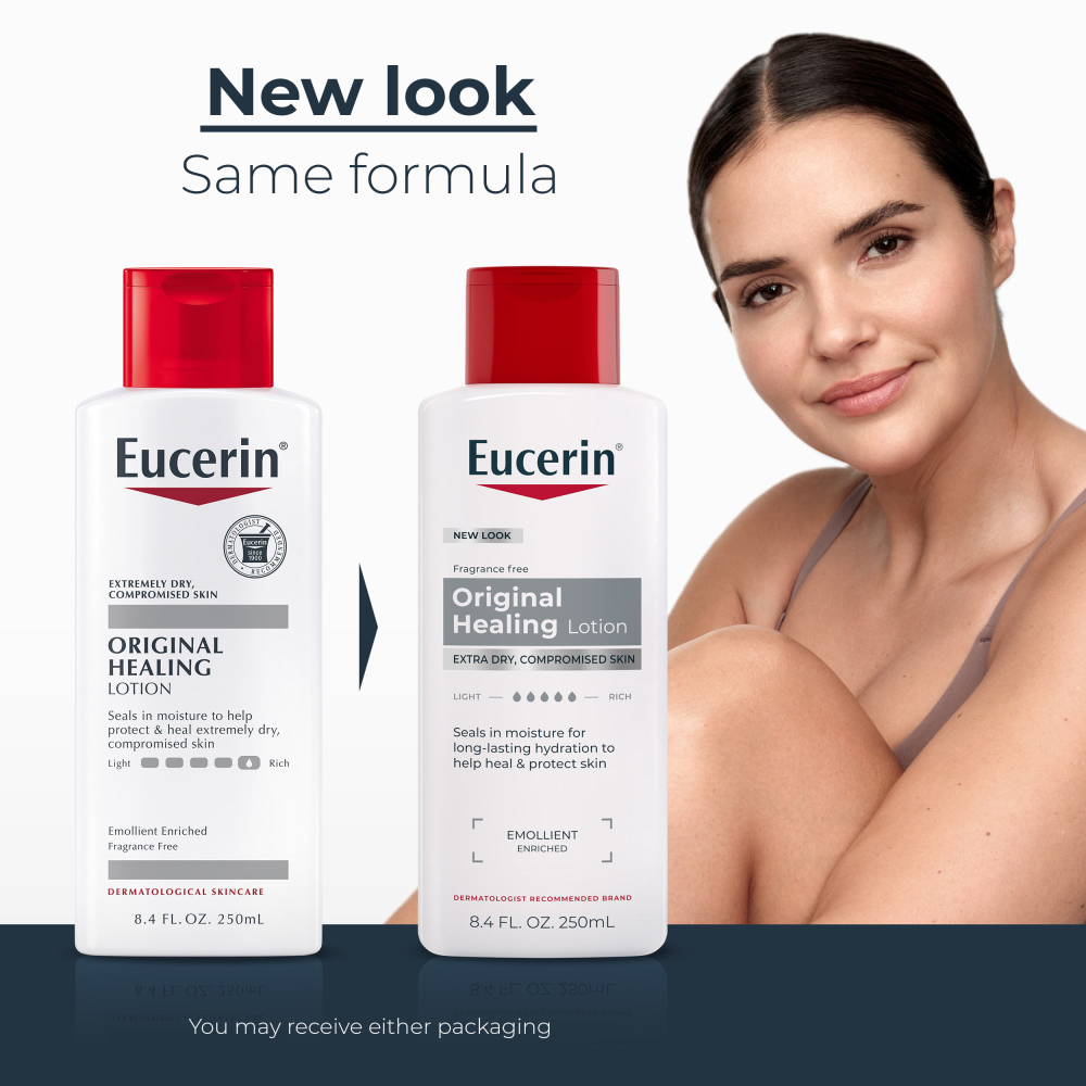 Eucerin, оригинальный заживляющий лосьон, для очень сухой и поврежденной кожи, без отдушек, 250 мл (8,4 жидк. унции)