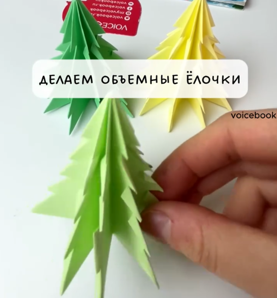 Делаем объемные ёлочки из бумаги Делаем объемные ёлочки из бумаги