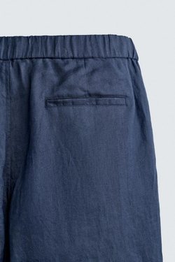 ZARA ЛЬНЯНЫЕ БРЮКИ REGULAR FIT, МОРСКОЙ СИНИЙ
