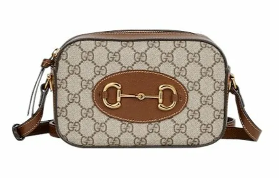 Маленькая сумка на плечо Gucci Horsebit 1955 бежевый