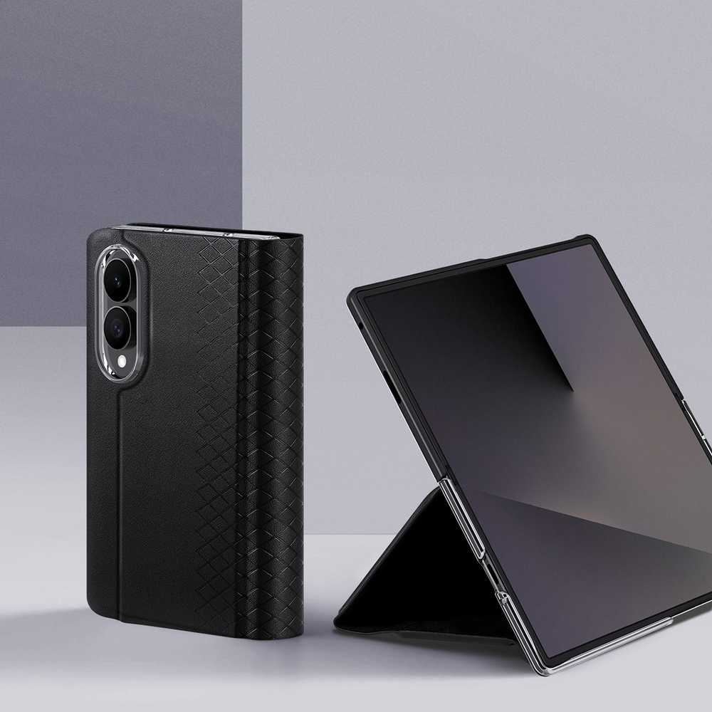 Чехол из кожи черного цвета с магнитной крышкой для Samsung Galaxy Z Fold 8, серия Bril Series (Magnetic Version) от Dux Ducis