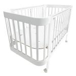 Кровать детская Indigo Italiano Baby продольный маятник на колесах белый-белый