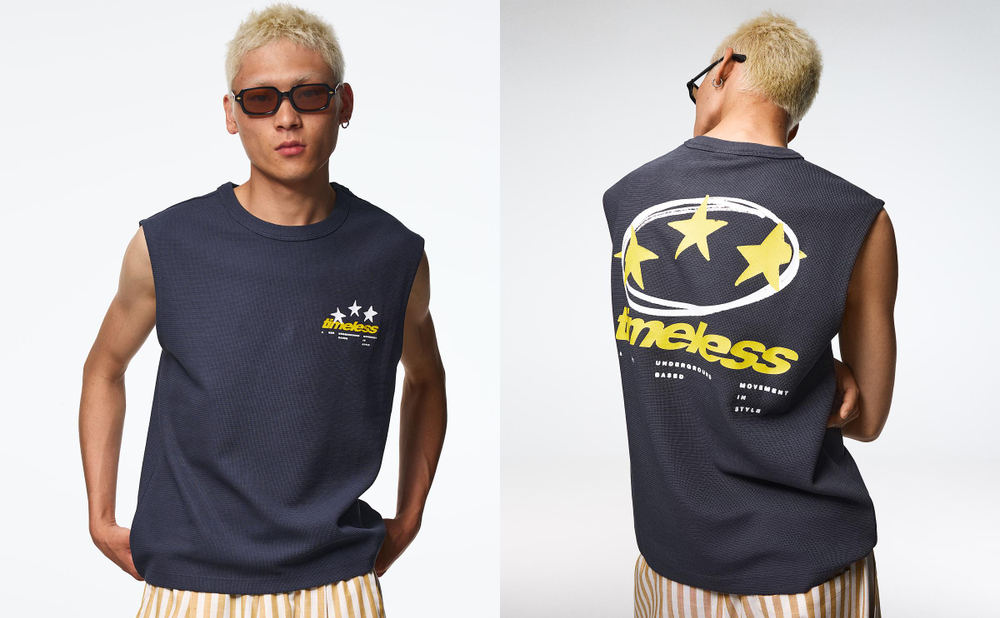 Мужская футболка в стиле workwear с фактурным принтом - BERSHKA