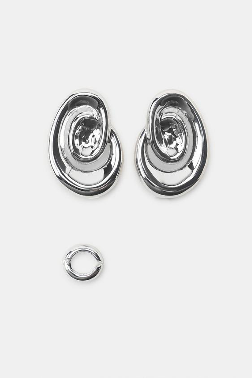 ZARA НАБОР СЕРЕГ-КАФФОВ ОРГАНИЧЕСКОЙ ФОРМЫ, СЕРЕБРИСТЫЙ