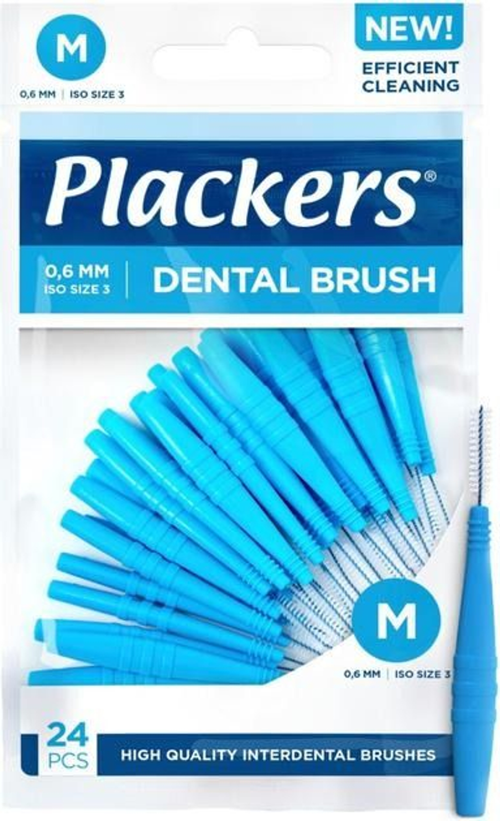Межзубные ершики Plackers Dental Brush M 0,6 мм 24 шт. голубые