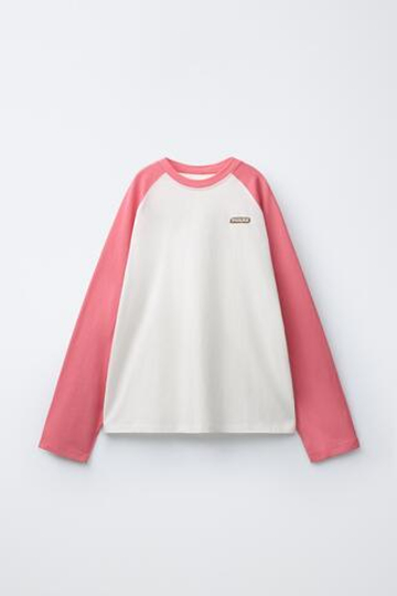 ZARA X PUKAS ФУТБОЛКА С РУКАВАМИ РЕГЛАН PUKAS SURF, РОЗОВЫЙ/БЕЛЫЙ