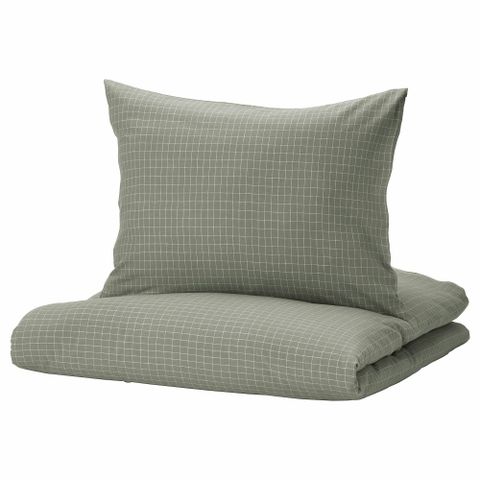 Комплект постельного белья IKEA AKERFIBBLA (ОКЕРФИББЛА), Двуспальный, Хари в клетку, 240x220, 50x80 см