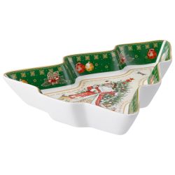 БЛЮДО LEFARD "ДЕД МОРОЗ" В ФОРМЕ ЕЛКИ 25*21*4 СМ ЗЕЛЕНОЕ (КОР=8ШТ.)