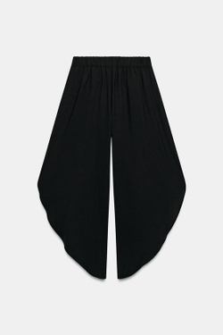 ZARA ЛЕГКИЕ БРЮКИ С РАЗРЕЗАМИ, ЧЕРНЫЙ