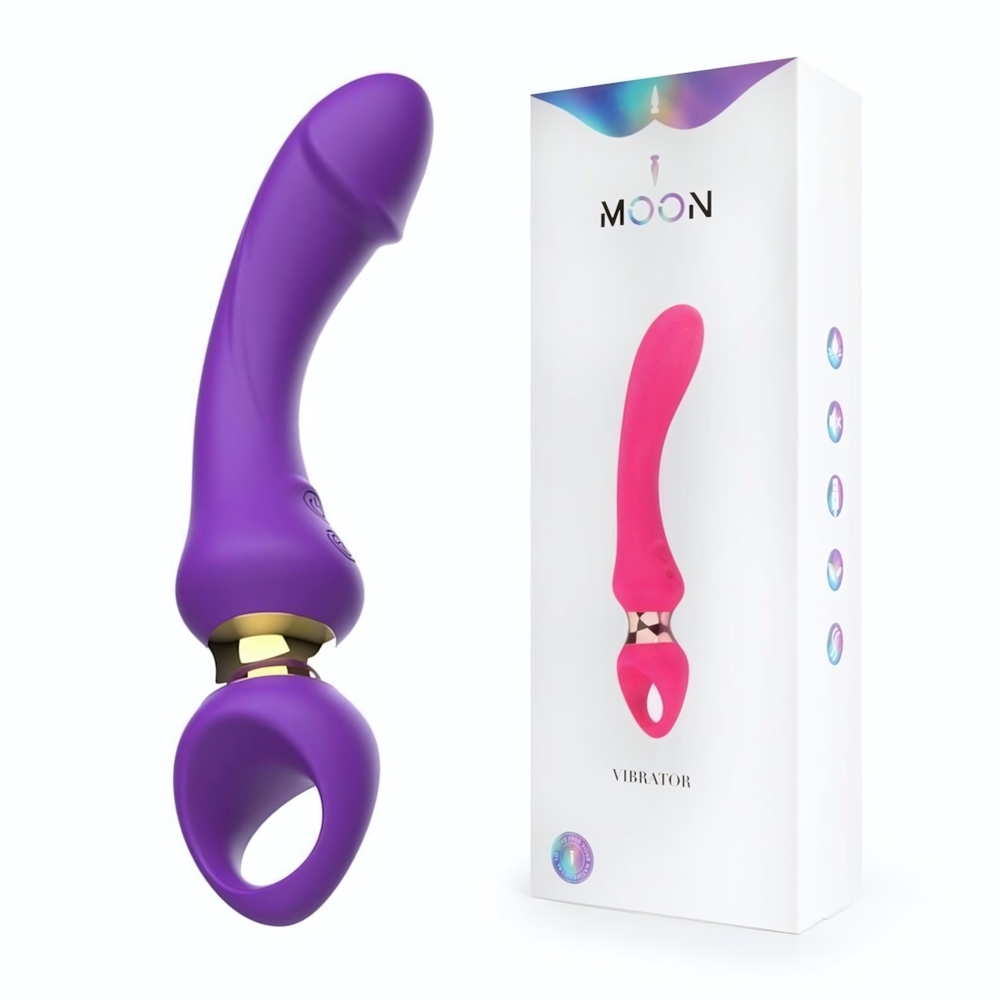 Фиолетовый изогнутый вибромассажер Moon Vibrator - 21,1 см. (Цвет: фиолетовый)