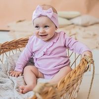 Боди-кимоно с длинным рукавом и рюшей "Зефир" 0-3 м