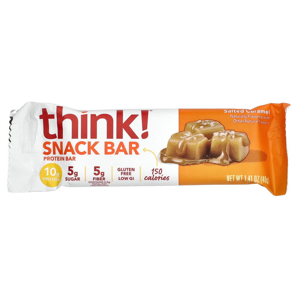Think !, протеиновый батончик, соленая карамель, 10 батончиков по 40 г (1,41 унции)