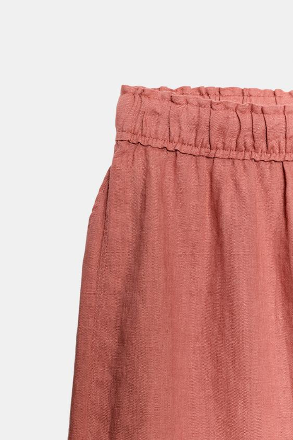 ZARA БРЮКИ ИЗ ЛЬНА С РАЗРЕЗАМИ — ZW COLLECTION, КОРАЛЛОВЫЙ