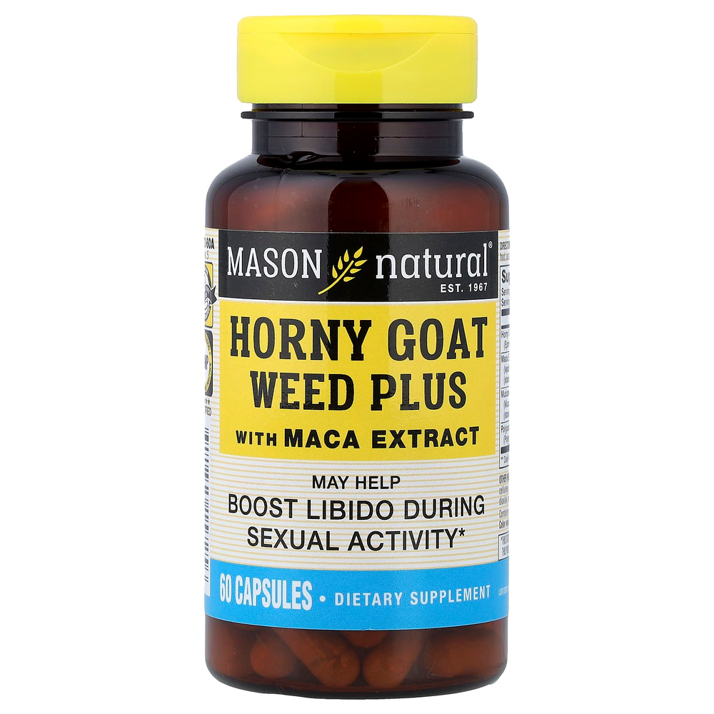 Mason Natural, горянка крупноцветковая, с экстрактом маки, 60 капсул