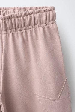 ZARA БРЮКИ WIDE LEG С НАШИВКАМИ-ЗВЕЗДАМИ, РОЗОВЫЙ