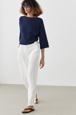 Massimo Dutti Струящиеся брюки с пряжками, белый