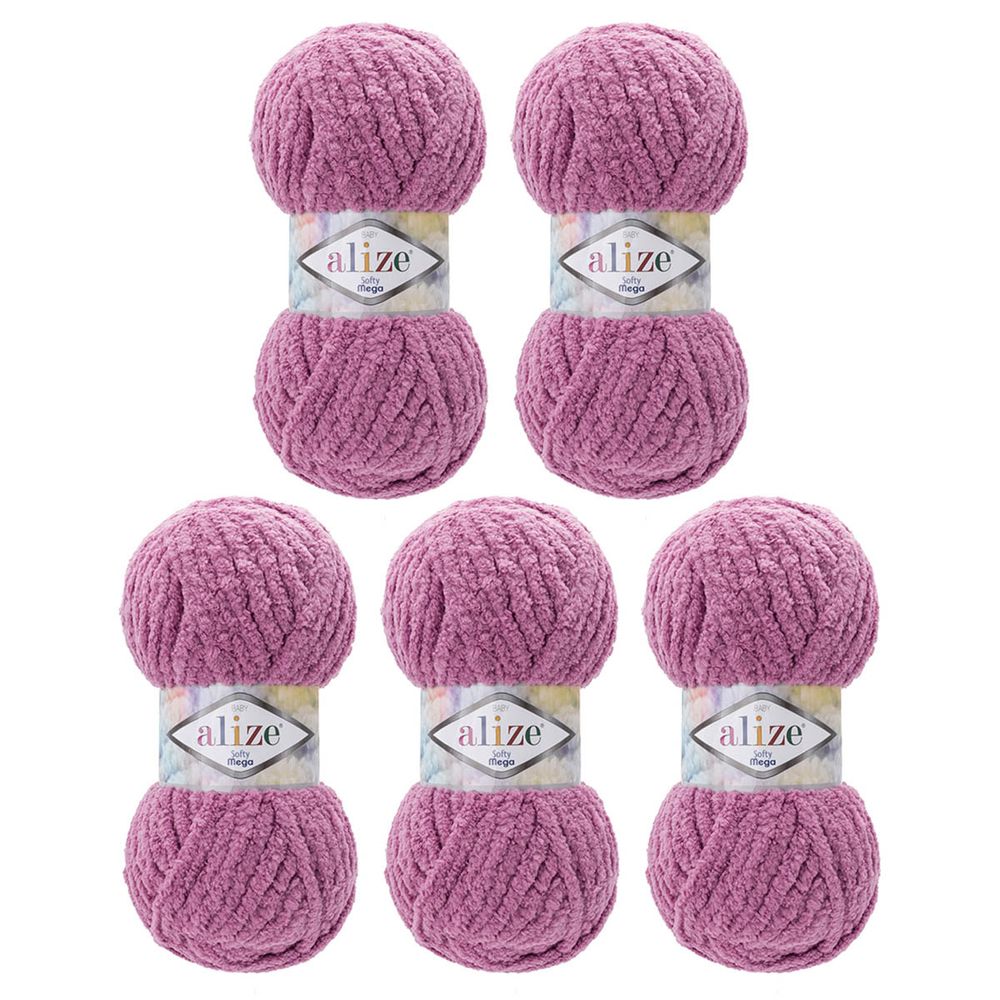Пряжа Alize (Ализе) Softy Mega / уп.5 мот. по 100 г, 70м, 28 пыльная роза