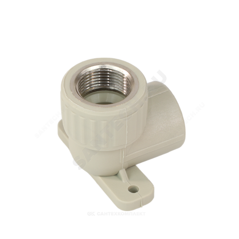 Угольник PP-R комбинированный серый Дн 20х3/4" ВР с креплением VALFEX 10120225Г