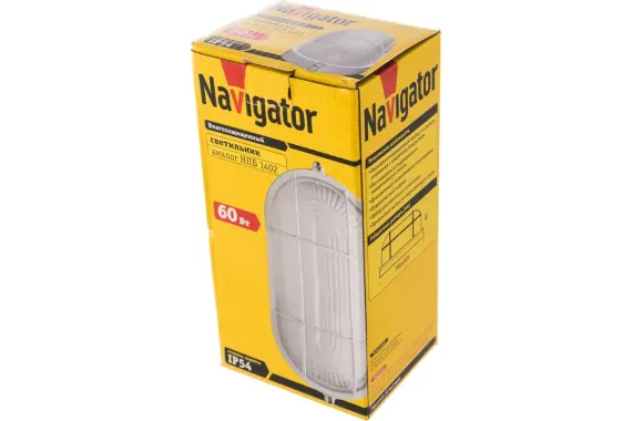 Светильник Navigator NBL-O2-60 IP54 195*105*75 овал с решеткой белый 09002